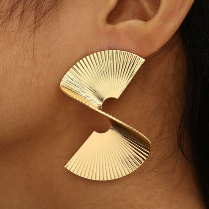 Spiral fan earrings ins style creative earrings