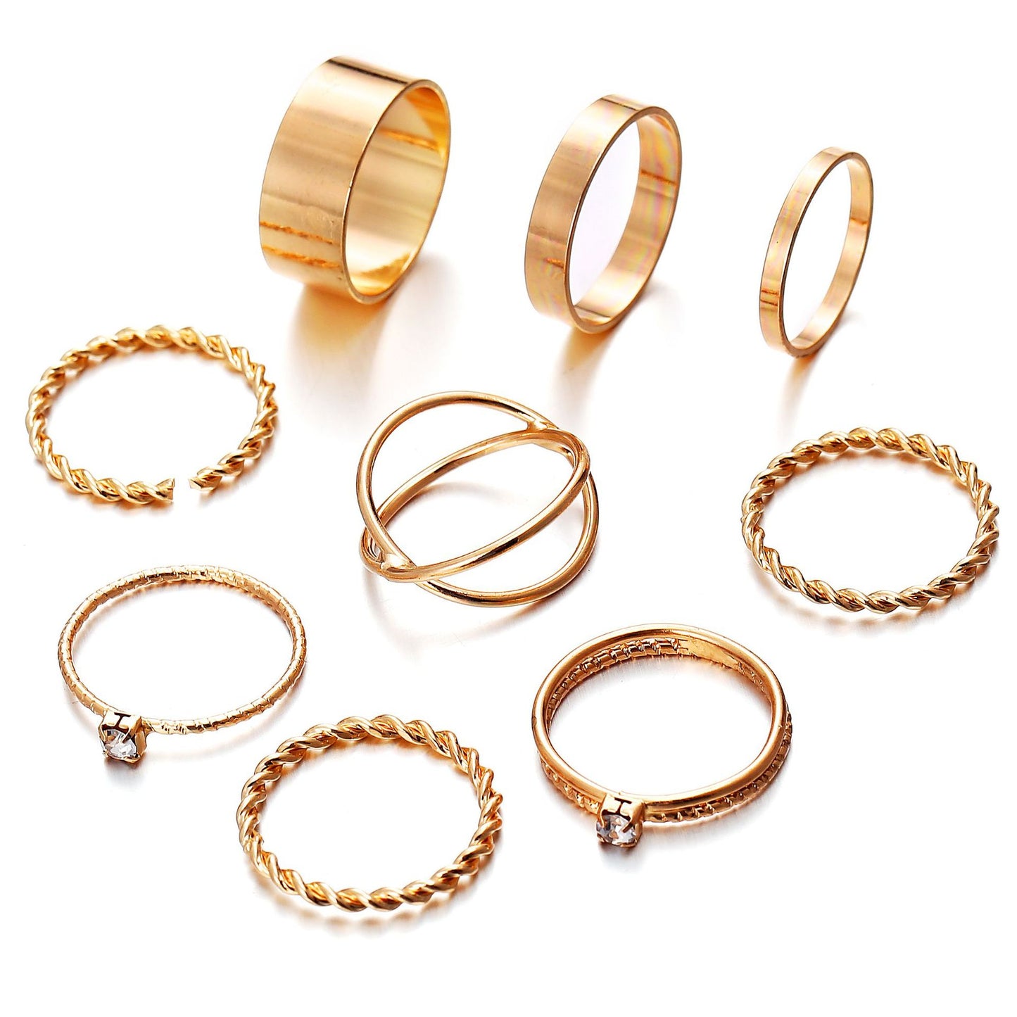 Circular Braided Twist Ring Set 9-Piece