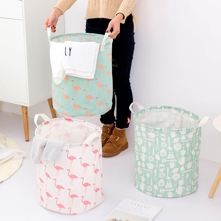 Foldable Waterproof Laundry Basket (Cotton Linen)