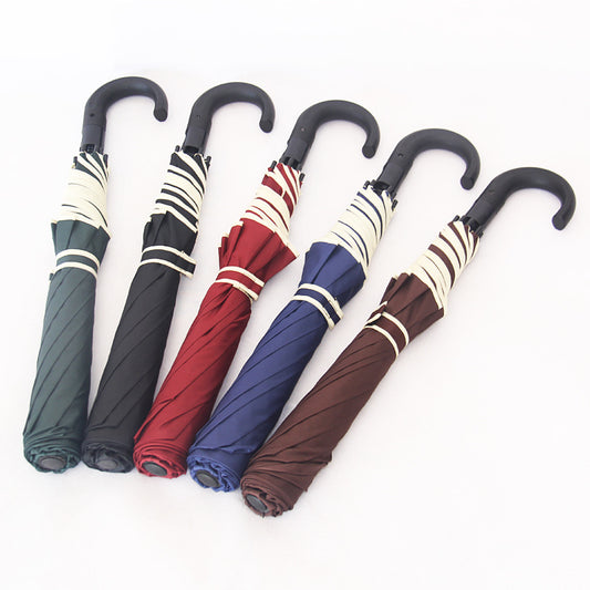 Automatic 2-Fold Umbrella Curved Handle Folding Umbrella