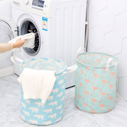 Foldable Waterproof Laundry Basket (Cotton Linen)