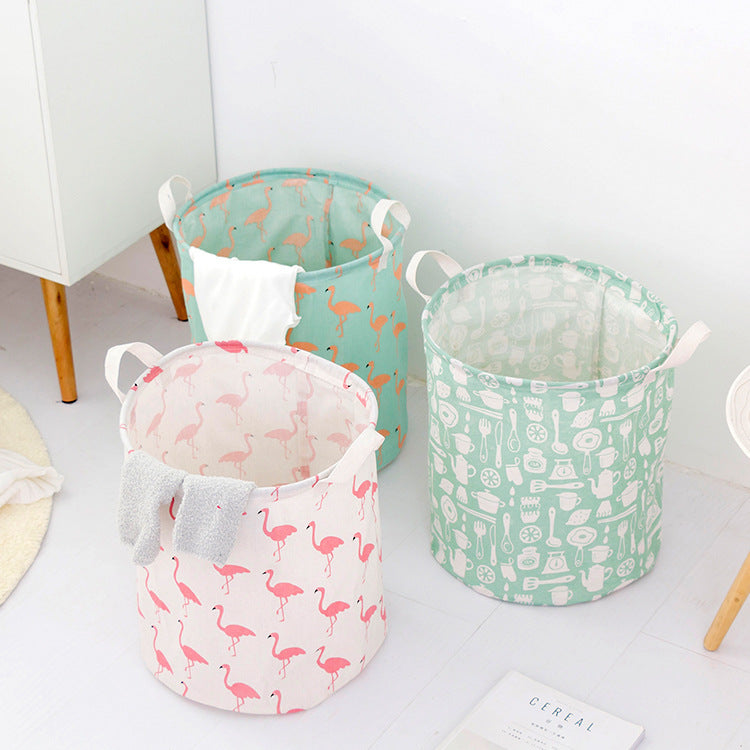 Foldable Waterproof Laundry Basket (Cotton Linen)