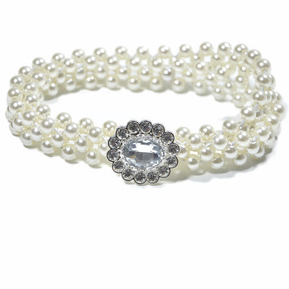 Tight Elastic Pearl Decorative Waist Chain