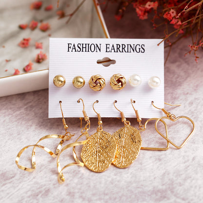 Pearl tassel earrings 6-piece set