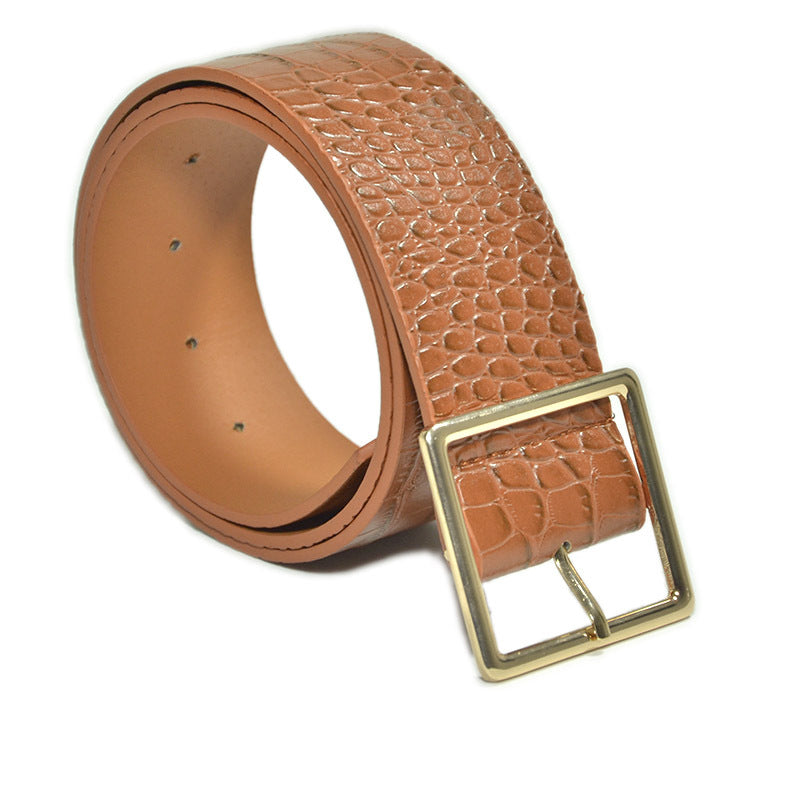 Alligator pattern imitation leather pin buckle belt