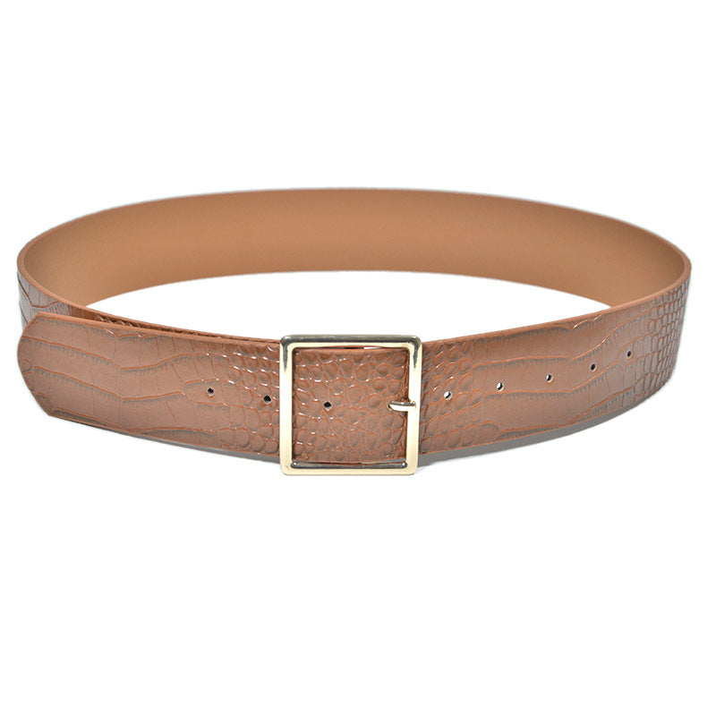 Alligator pattern imitation leather pin buckle belt