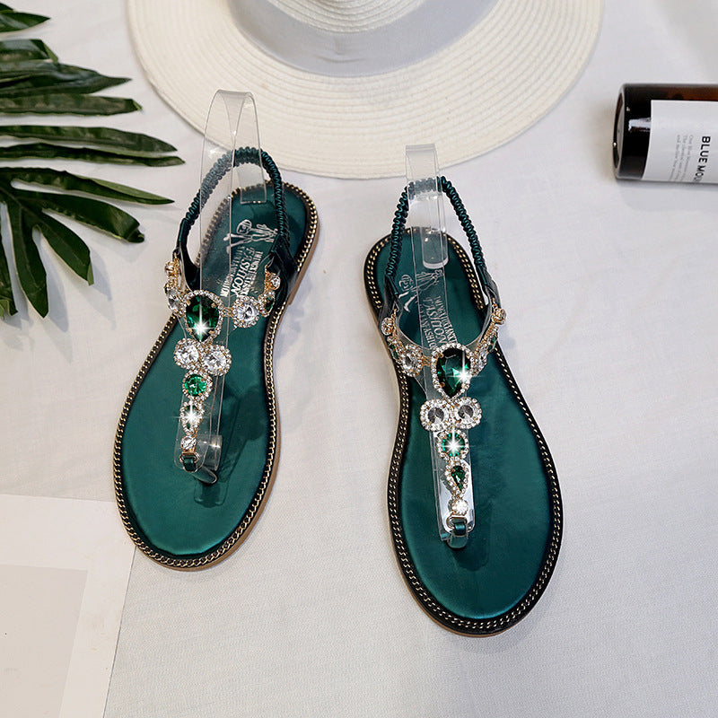 Korean version of casual sandals rhinestones