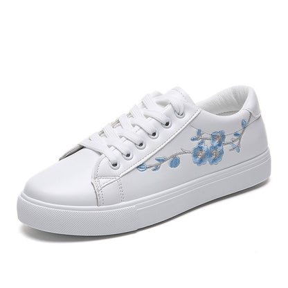 Embroidery white shoes women