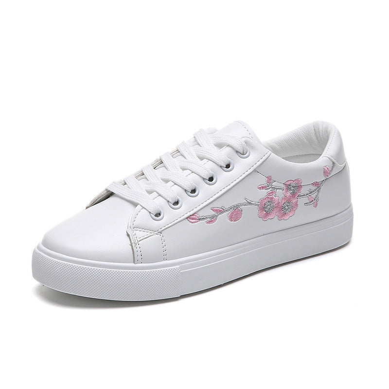 Embroidery white shoes women