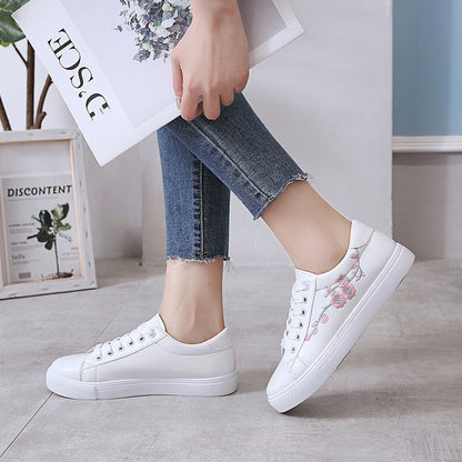 Embroidery white shoes women