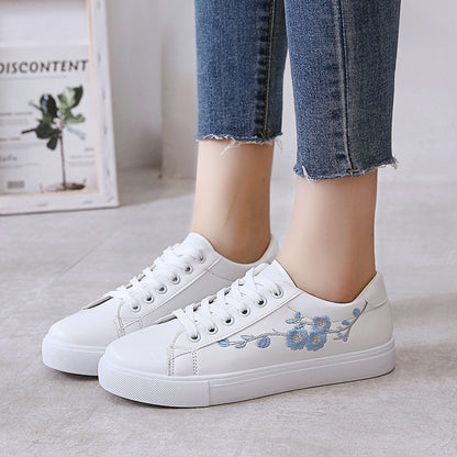 Embroidery white shoes women