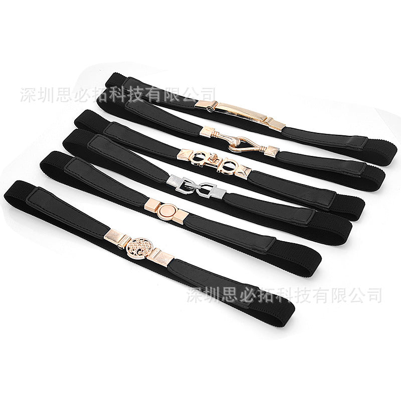 Women's elastic elastic black belt