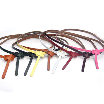 Two-layer cowhide thin belt multi-color