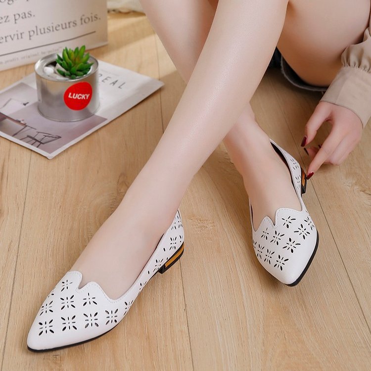 Flat bottom hollow shoes women