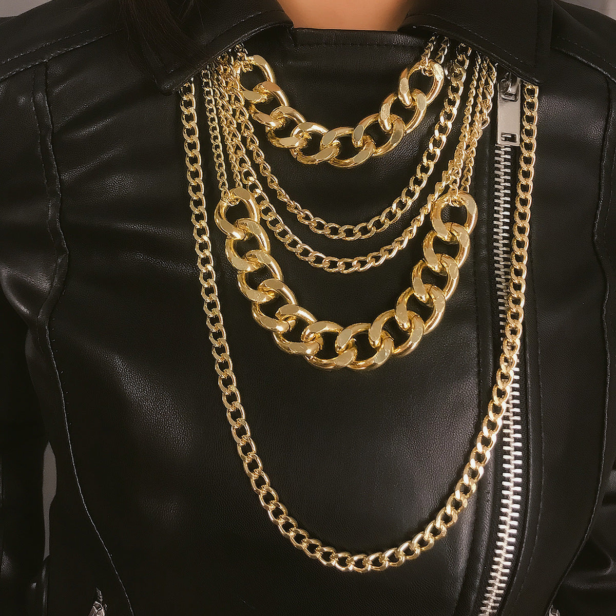 Punk hip hop mix and match multi-layer necklace