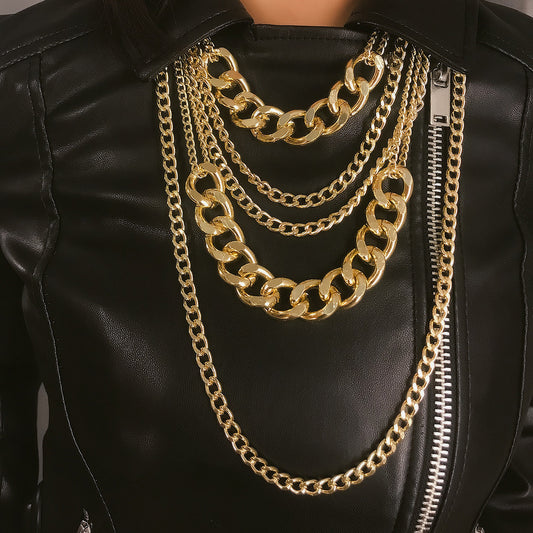 Punk hip hop mix and match multi-layer necklace