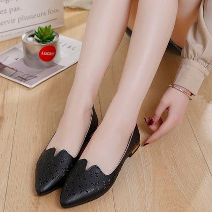 Flat bottom hollow shoes women