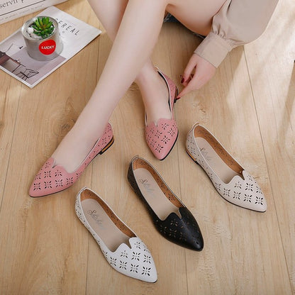 Flat bottom hollow shoes women