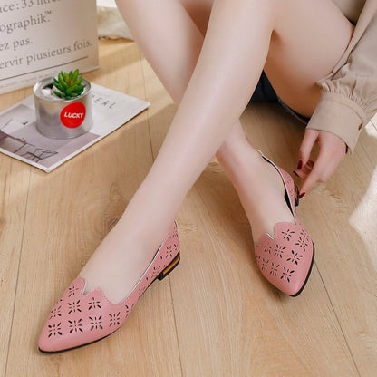 Flat bottom hollow shoes women