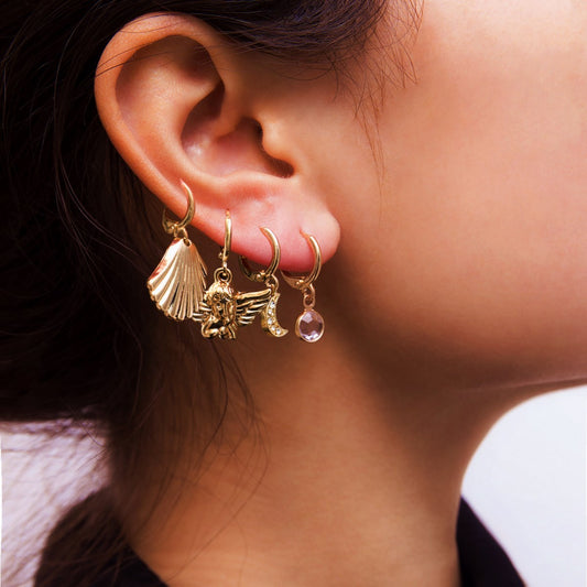 Temperament print rose earrings