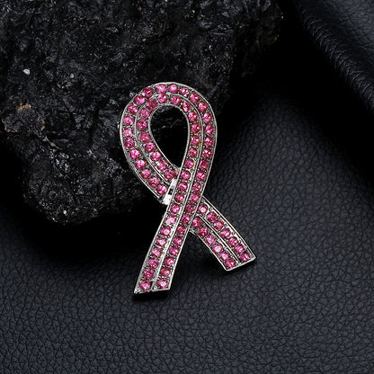 Full diamond red ribbon brooch