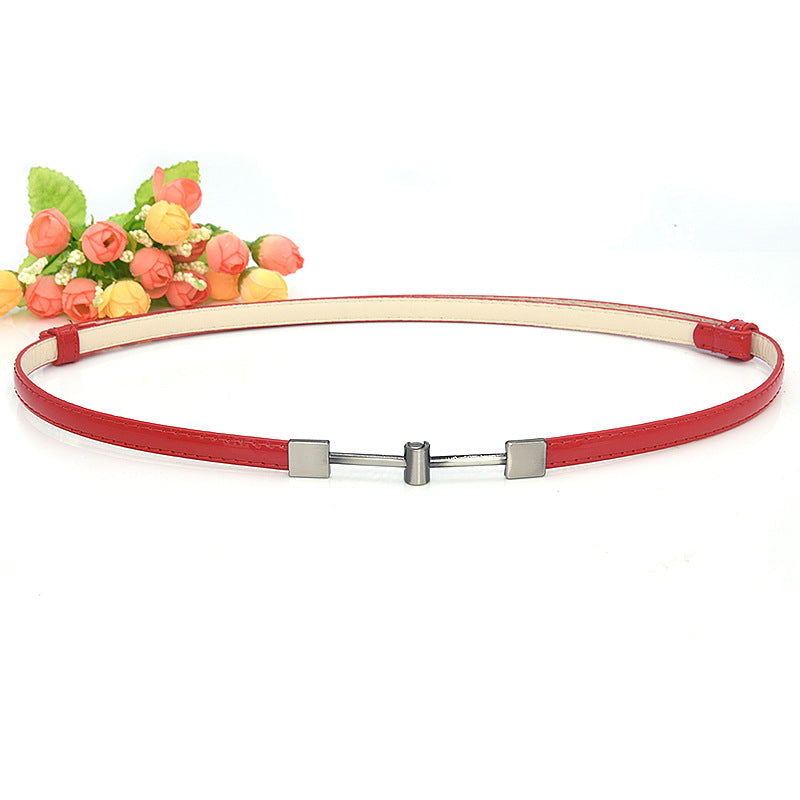 Versatile leather thin belt fashion women