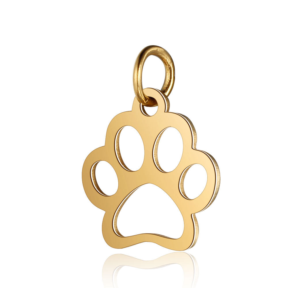 Stainless steel pendant dog paw peach heart pendant