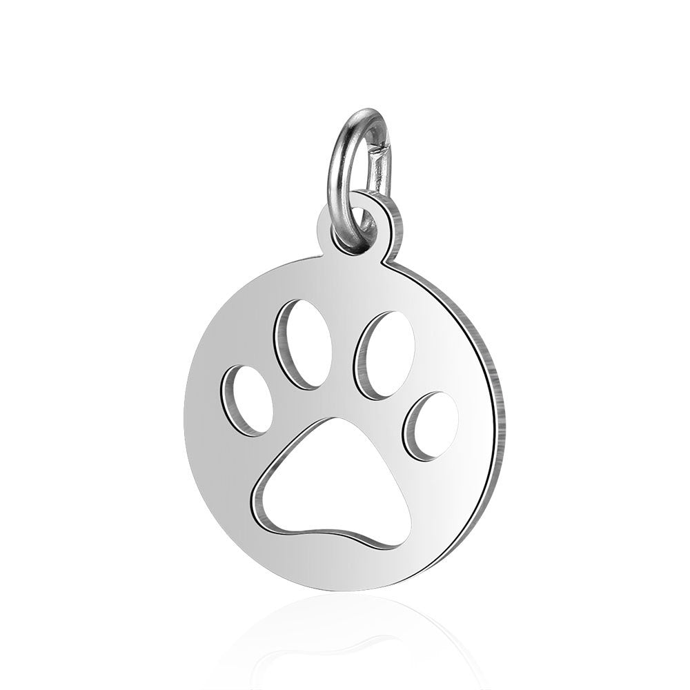 Stainless steel pendant dog paw peach heart pendant