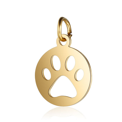 Stainless steel pendant dog paw peach heart pendant