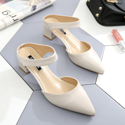 Medium heel cool slippers female pointed head