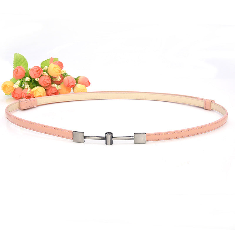 Versatile leather thin belt fashion women