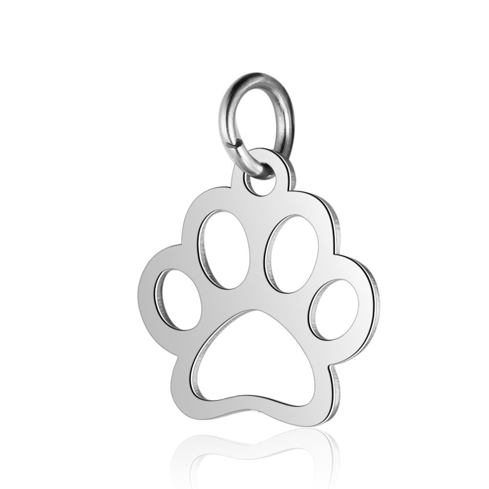 Stainless steel pendant dog paw peach heart pendant