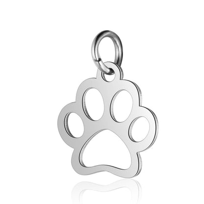 Stainless steel pendant dog paw peach heart pendant