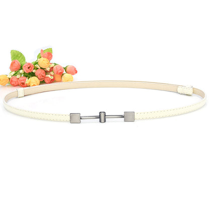 Versatile leather thin belt fashion women