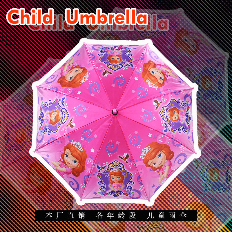 Children's Elsa Umbrella Safe Straight Handle Automatic Umbrella