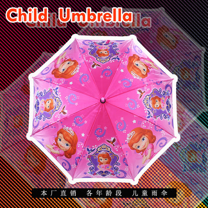 Children's Elsa Umbrella Safe Straight Handle Automatic Umbrella