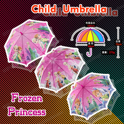 Children's Elsa Umbrella Safe Straight Handle Automatic Umbrella