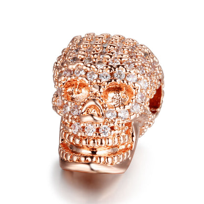 Skull jewelry, copper zircon beads, beads.