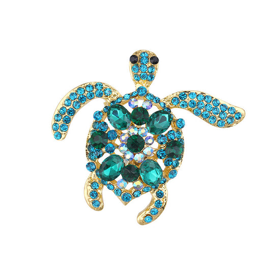 Crystal Rhinestone Turtle Brooch