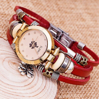 Reloj de pulsera con trébol de cuatro hojas 