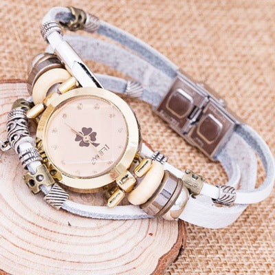 Reloj de pulsera con trébol de cuatro hojas 