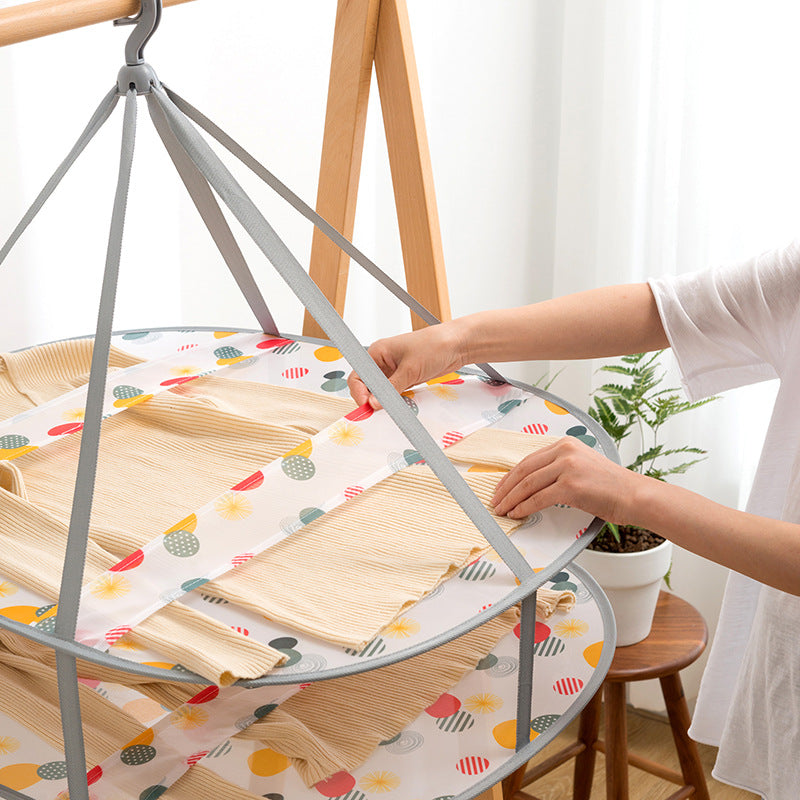 Folding Clothes Drying Basket, Flat Drying Net, Double-Layer