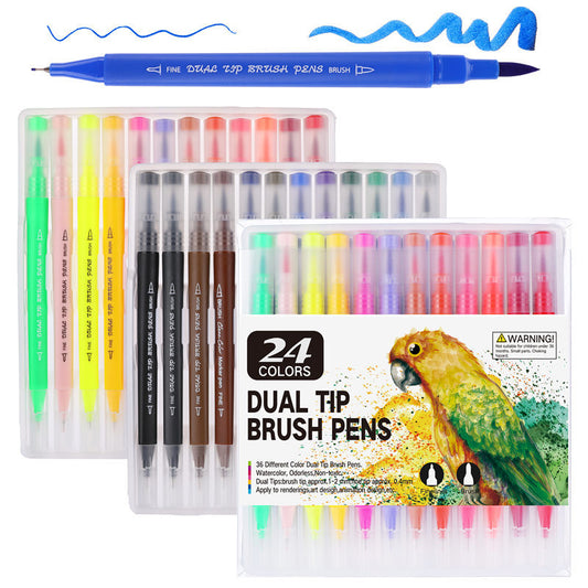 New 24-color line-drawing pen double-headed marker pen set