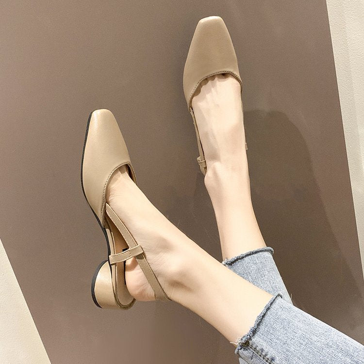 One-word buckle bag head simple women's shoes