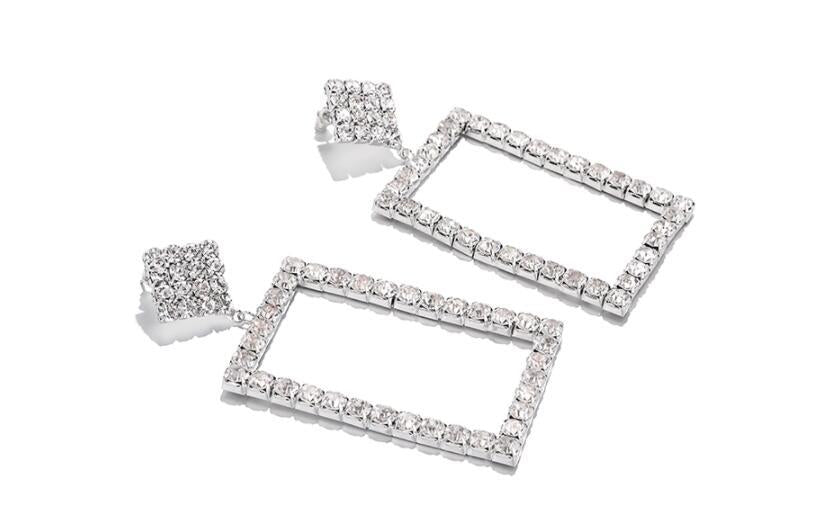 Geometric Square Diamond Earrings