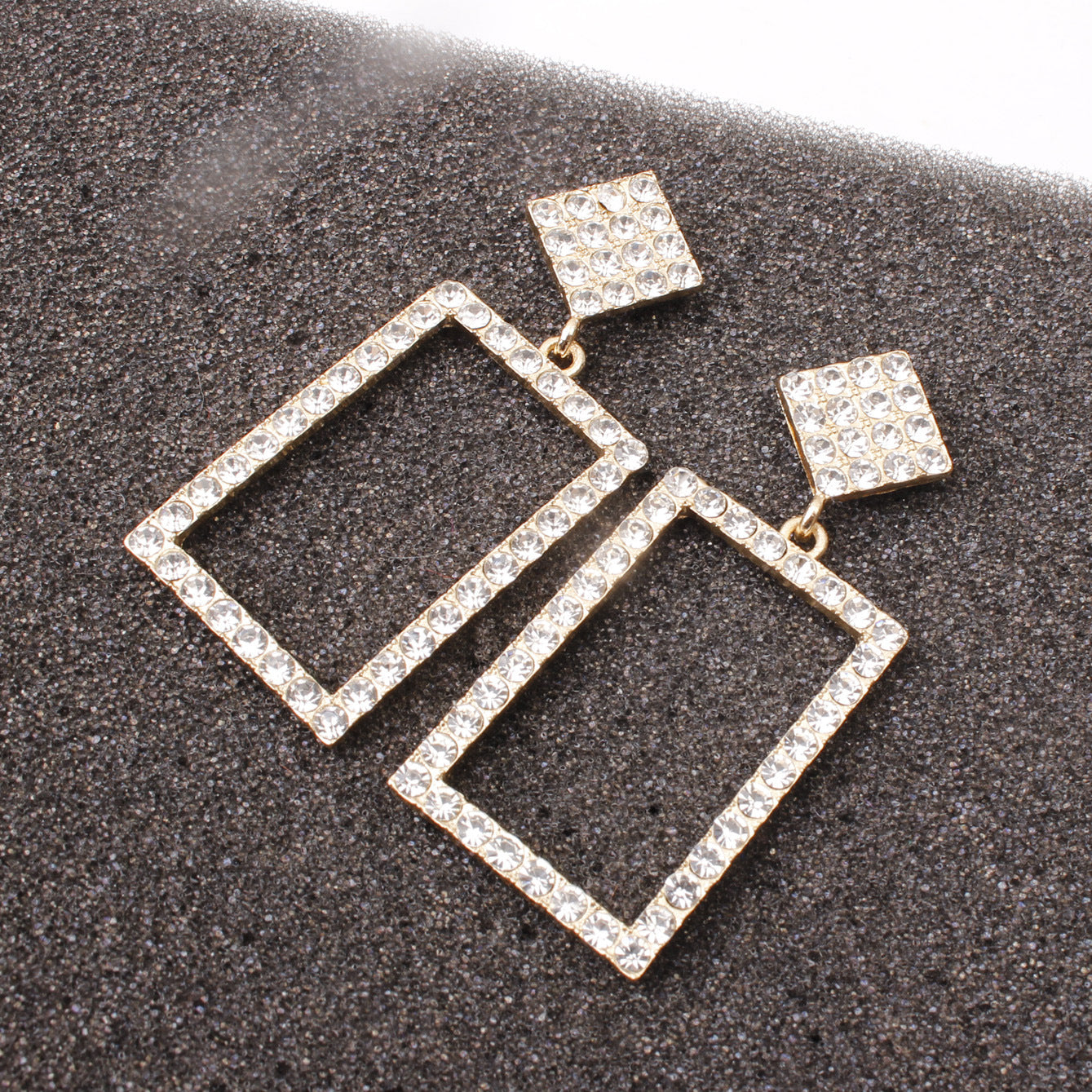 Geometric Square Diamond Earrings