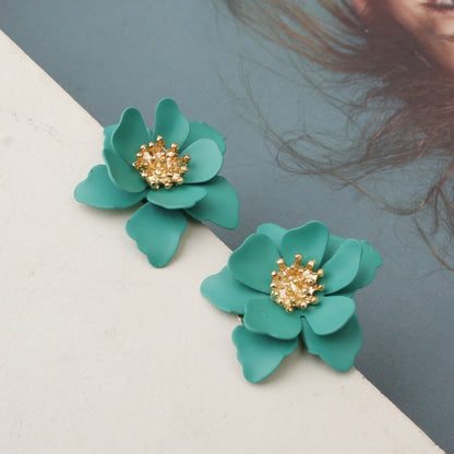 Frosted lacquer flower earrings