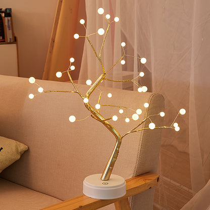 LED tree light pearl table lamp copper wire night light