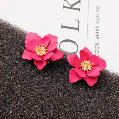 Frosted lacquer flower earrings