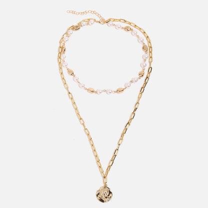 Irregular head seal double-layer necklace